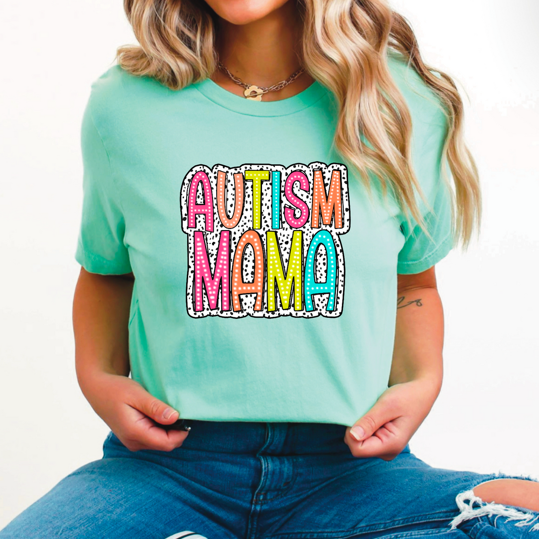 Autism Mama Colorful Dalmatian Dot DTF Print