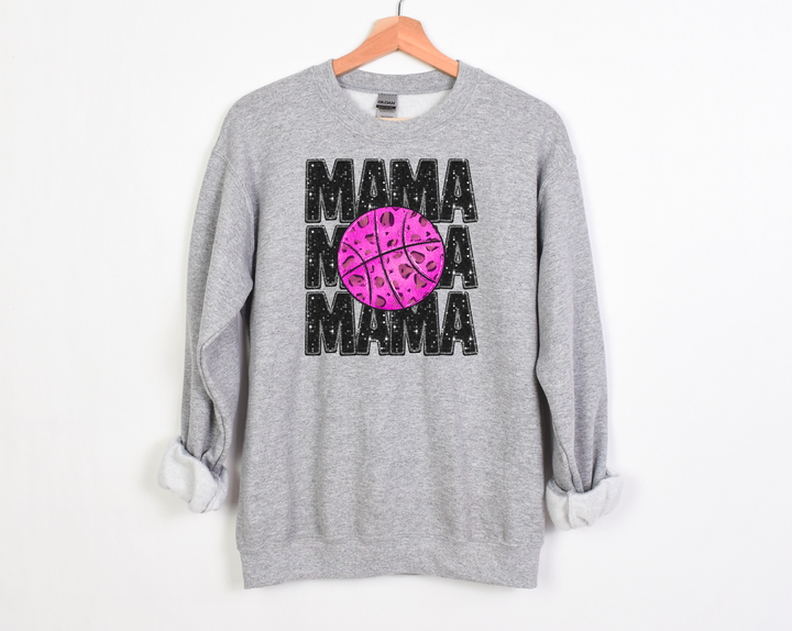 Stacked Basketball Mama Faux Glitter DTF Print