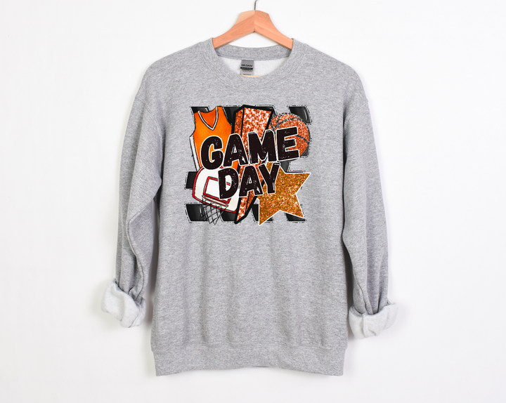 Game Day Basketball Faux Glitter Star DTF Print