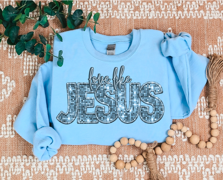 Love Like Jesus Faux Glitter DTF Print