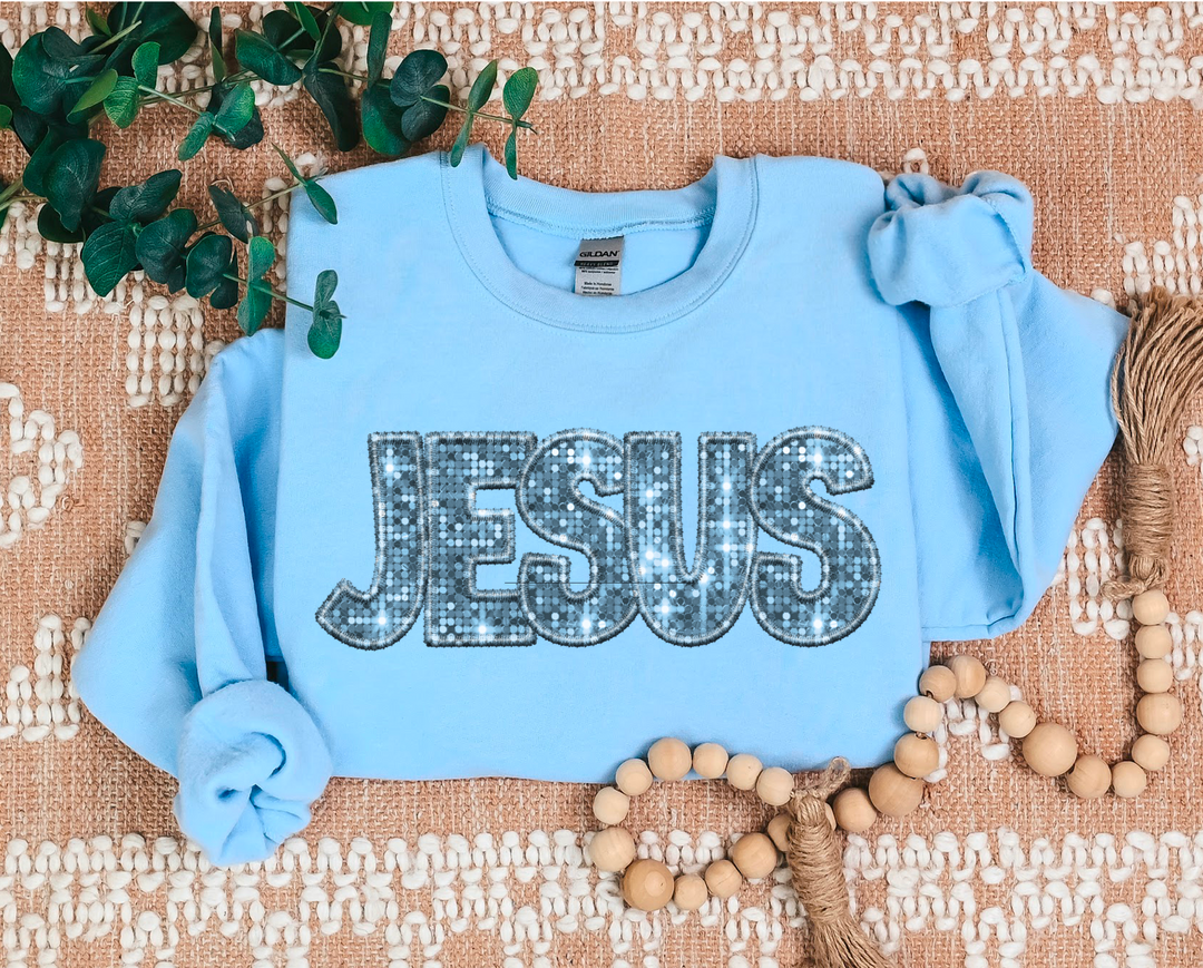 Jesus Faux Glitter DTF Print