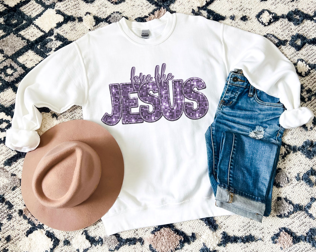 Love Like Jesus Faux Glitter DTF Print