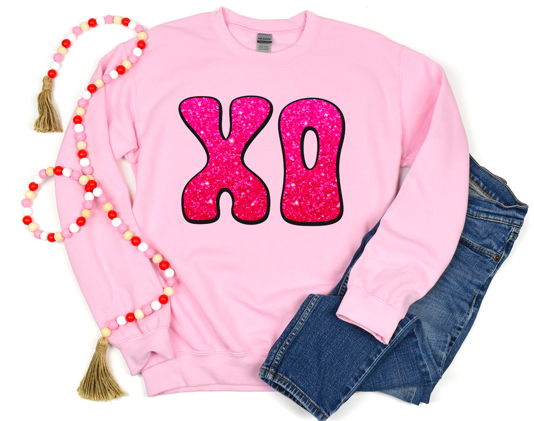 XO Valentine’s Day Faux Glitter DTF Print