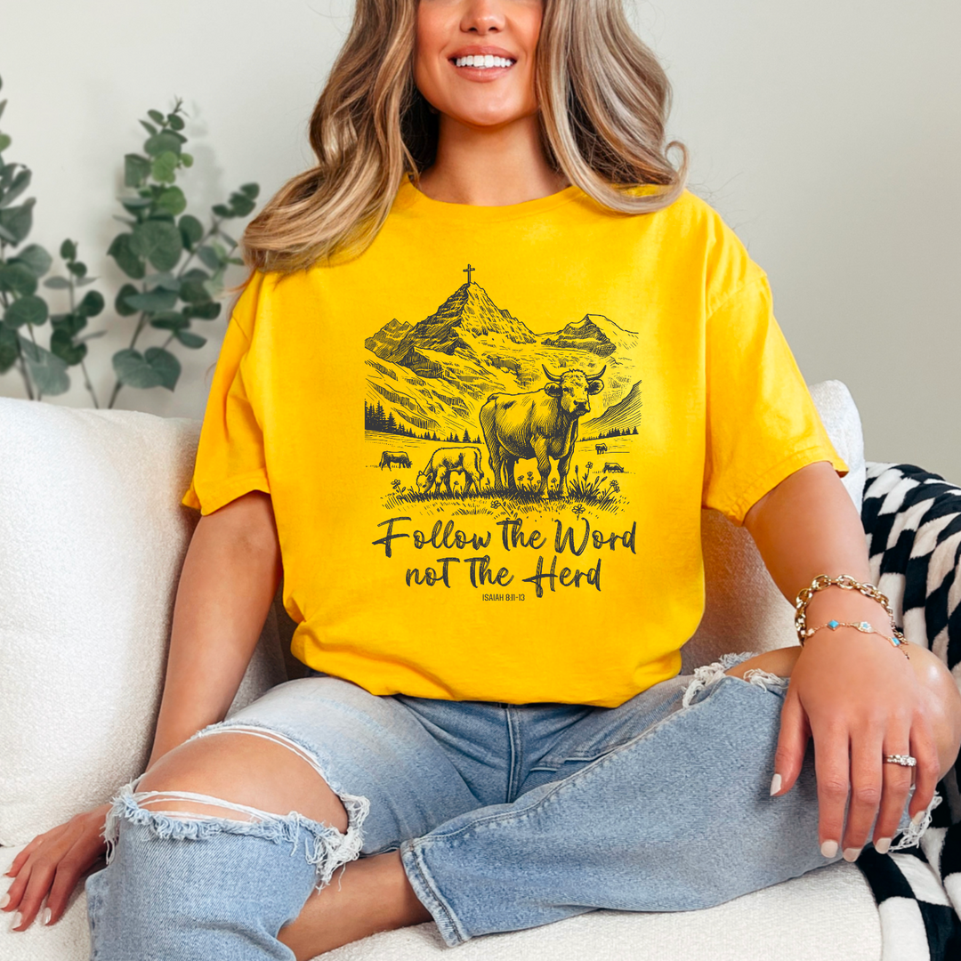 Follow The Word, Not The Herd GILDAN SOFTSTYLE GOLD Tee