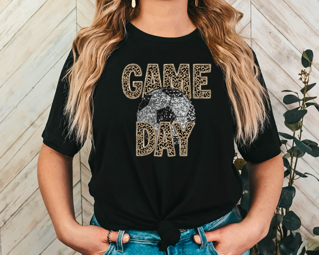 Leopard Game Day Faux Glitter DTF Print