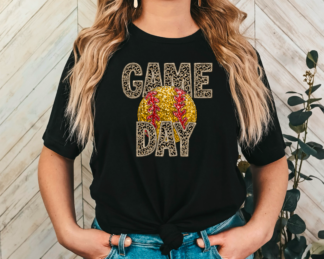 Leopard Game Day Faux Glitter DTF Print