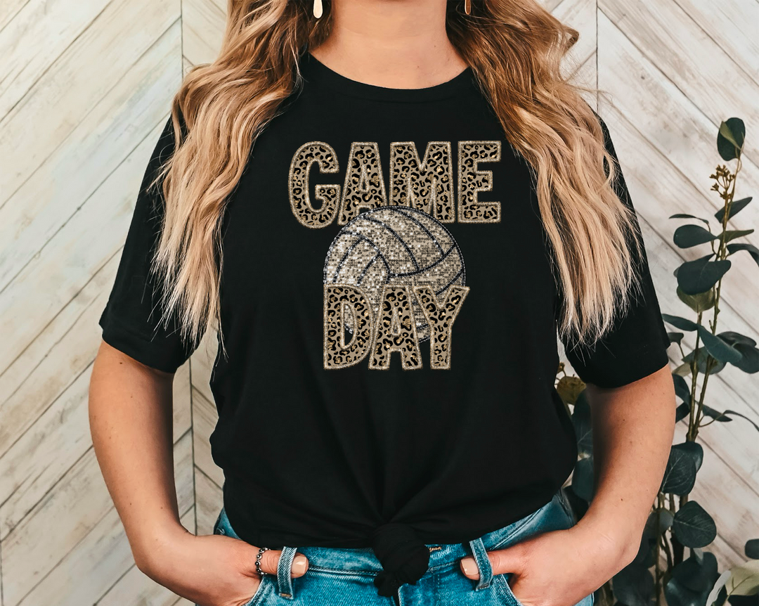 Leopard Game Day Faux Glitter DTF Print