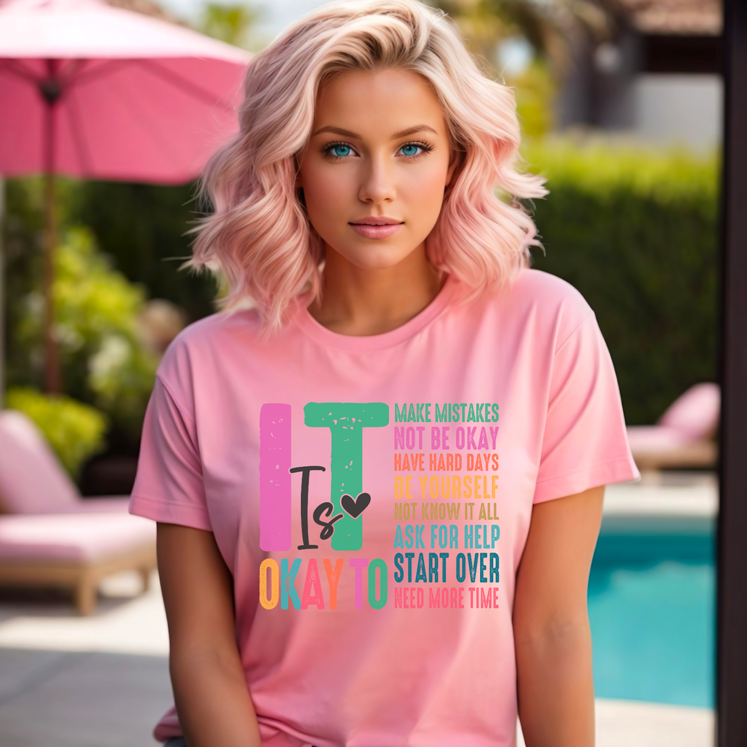 It’s Okay Bella Canvas PINK Tee