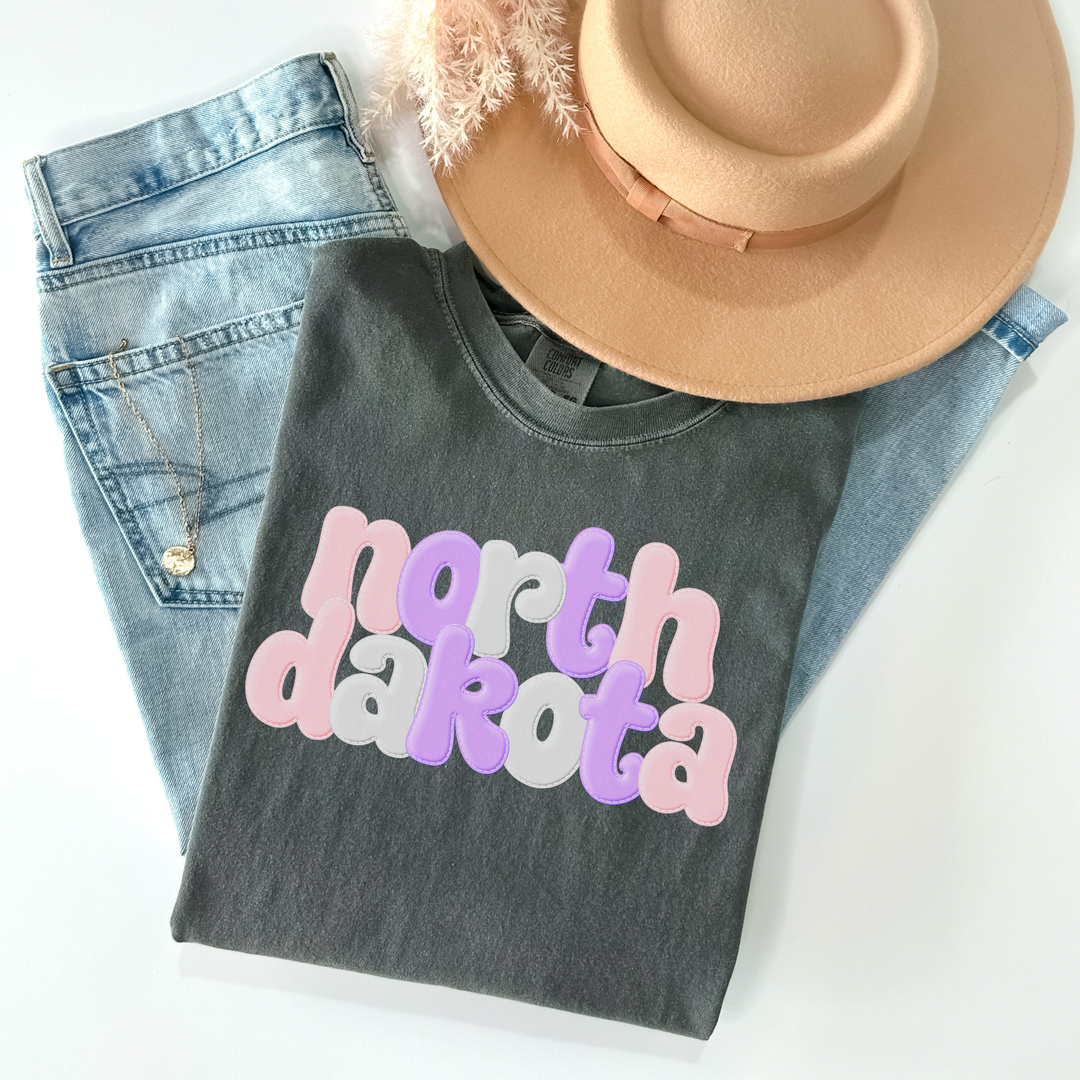 Pastel Faux Puff Print States Stacked DTF Print