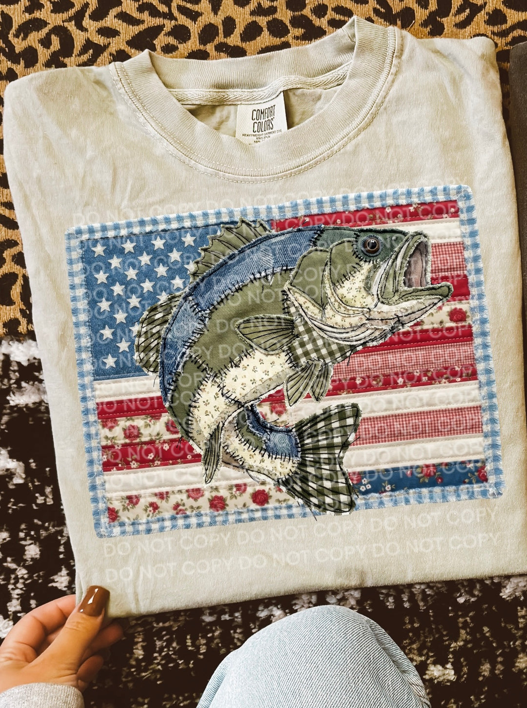 Bass American Flag Flower DTF Print