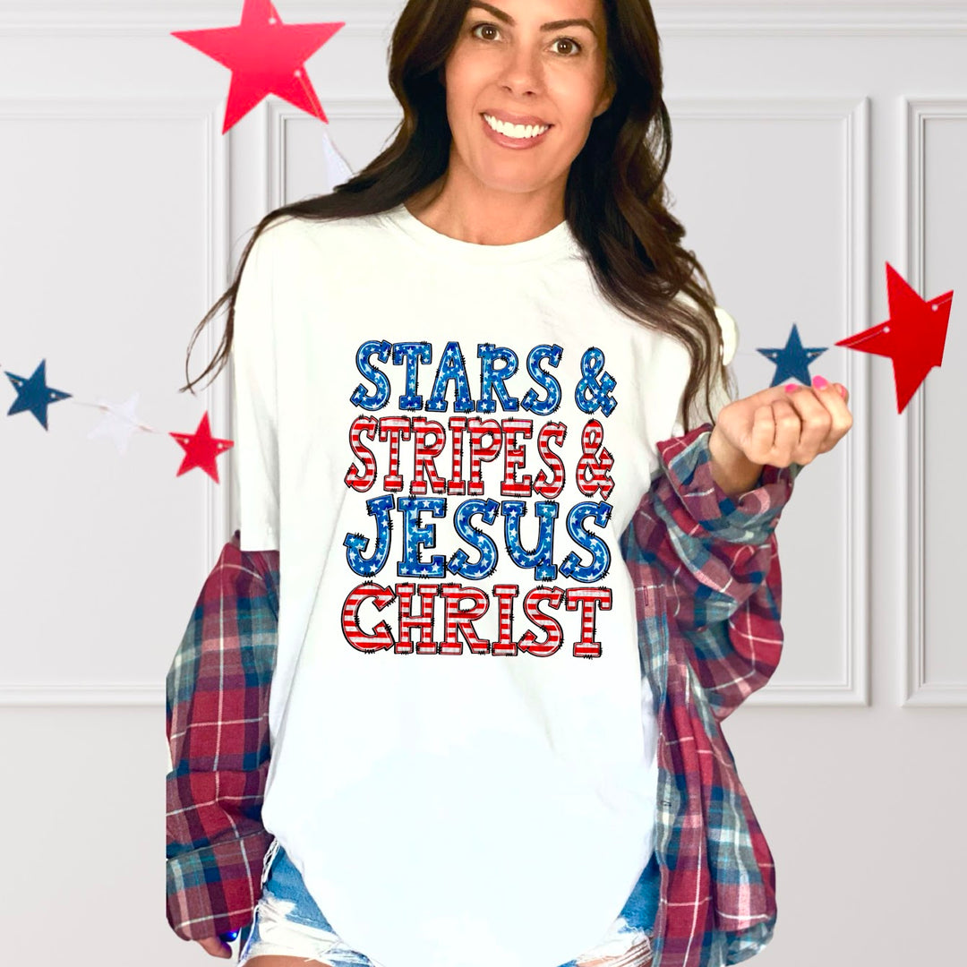 Stars Stripes & Jesus Christ DTF Print