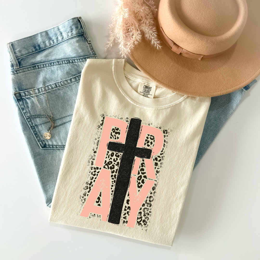 Pray with Cross Leopard Print DTF Print