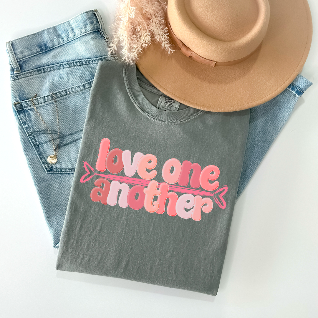 Love One Another Faux Puff Letters DTF Print