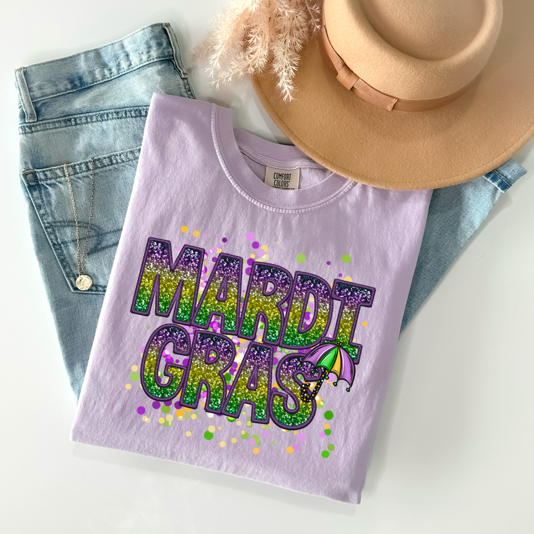 Mardi Gras Faux Glitter DTF Print