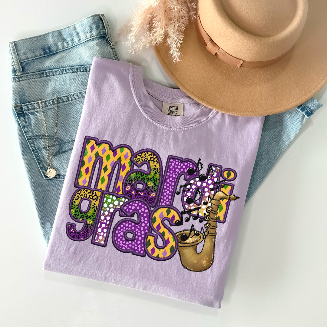 Mardi Gras Faux Embroidery DTF Print