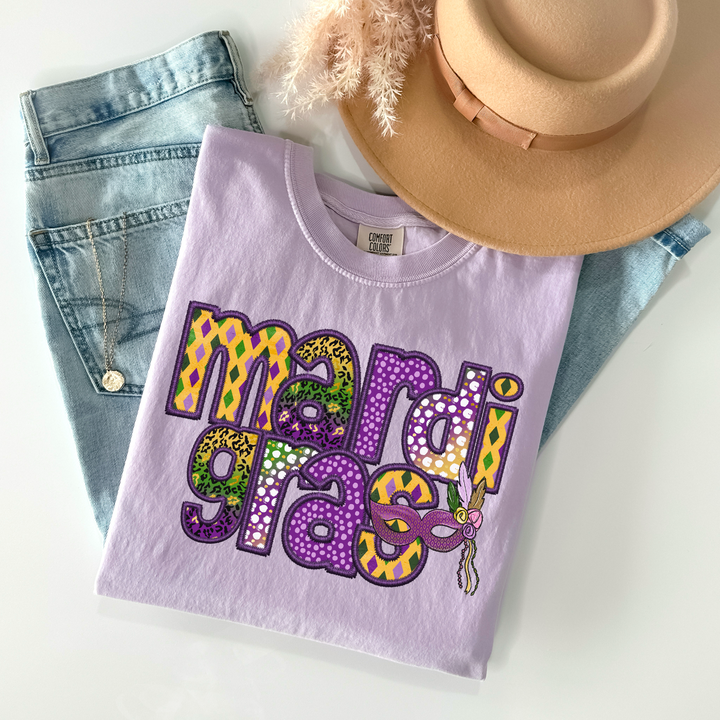 Mardi Gras Faux Embroidery DTF Print