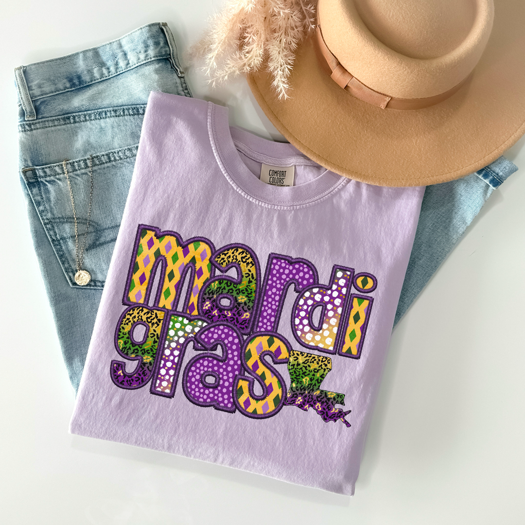 Mardi Gras Faux Embroidery DTF Print