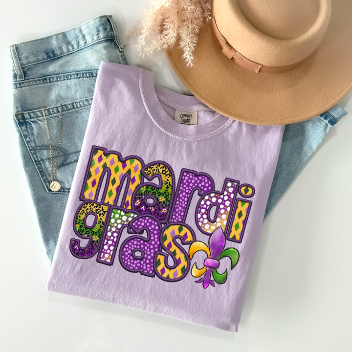 Mardi Gras Faux Embroidery DTF Print