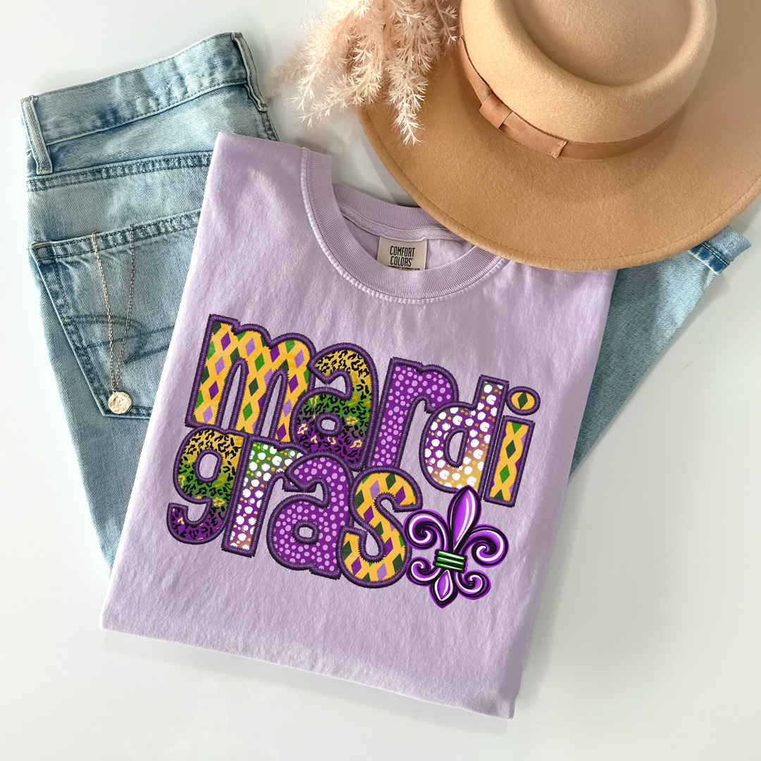 Mardi Gras Faux Embroidery DTF Print