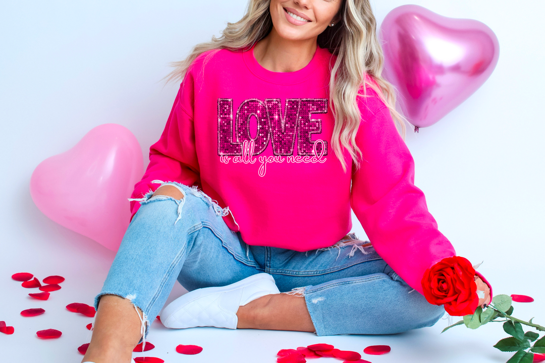 Love Is All You Need Faux Sequins DTF Print