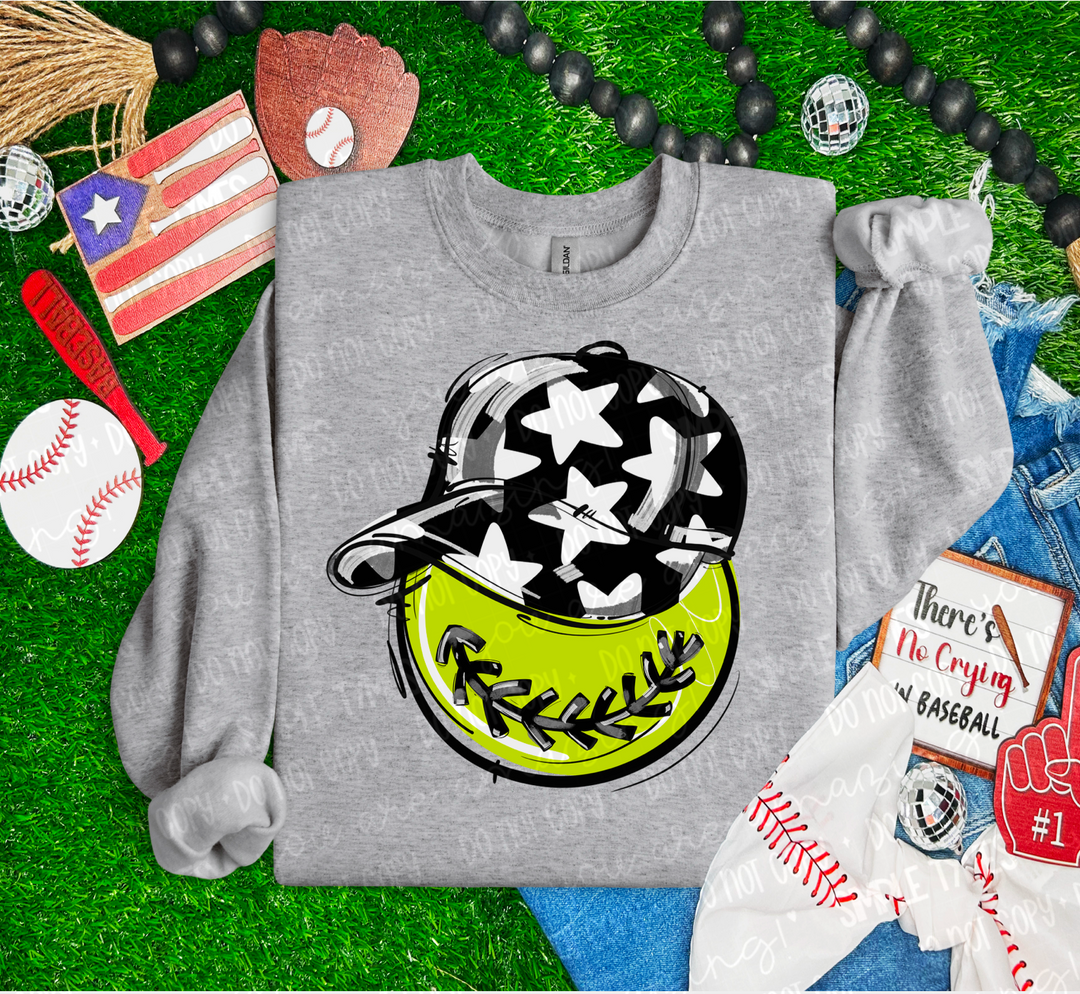 Softball Happy Face DTF Print
