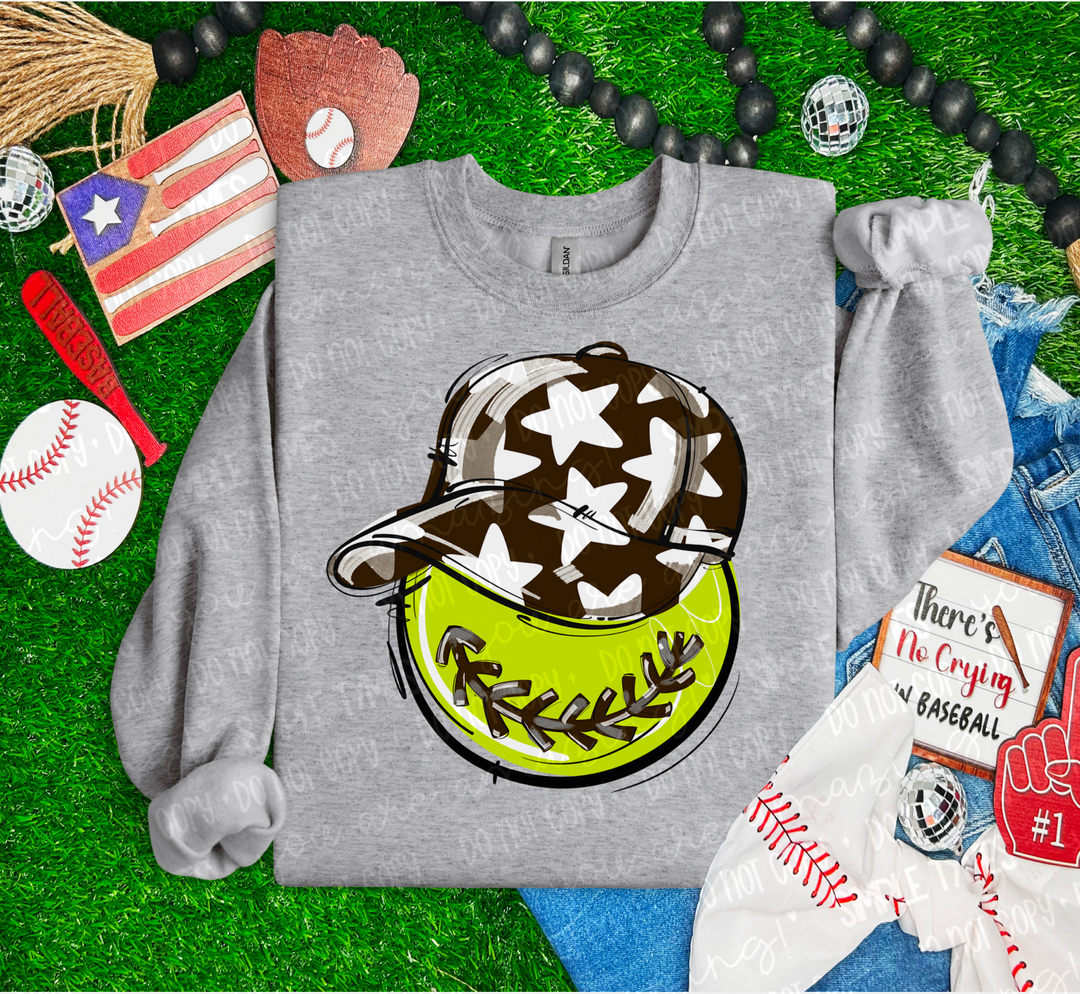 Softball Happy Face DTF Print