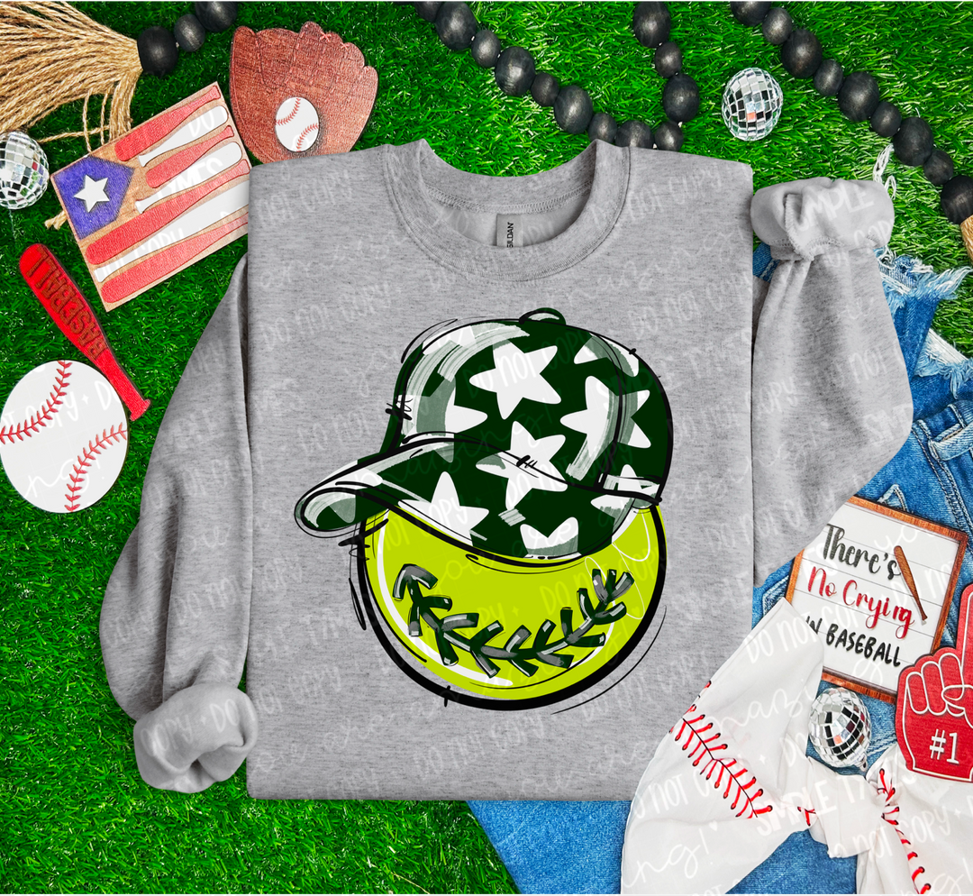 Softball Happy Face DTF Print
