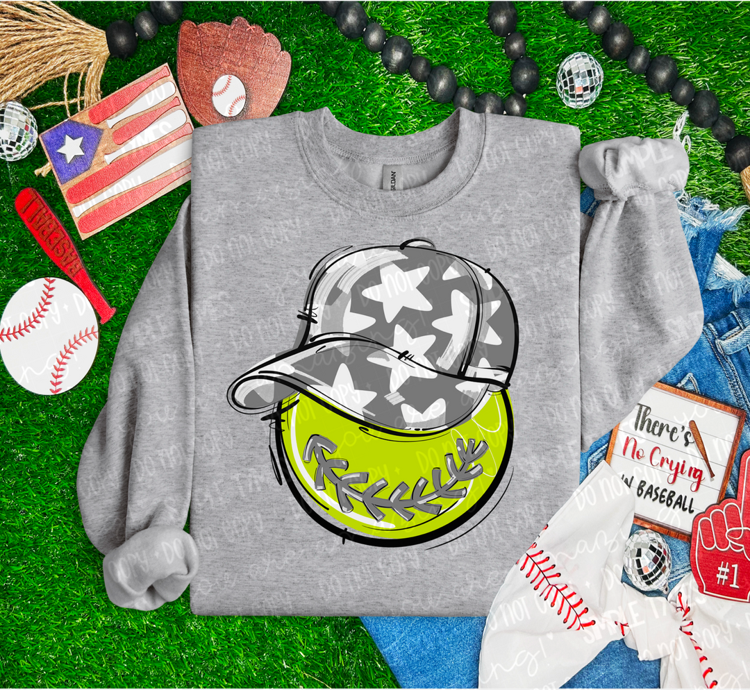 Softball Happy Face DTF Print