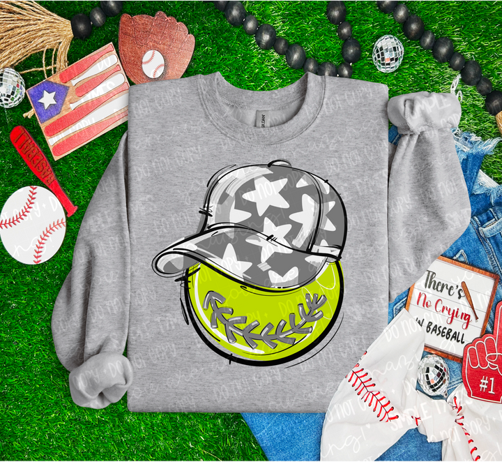 Softball Happy Face DTF Print