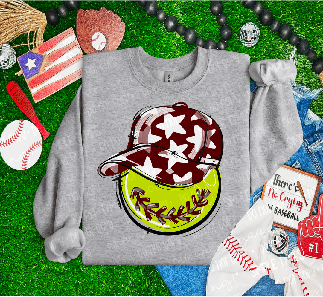 Softball Happy Face DTF Print