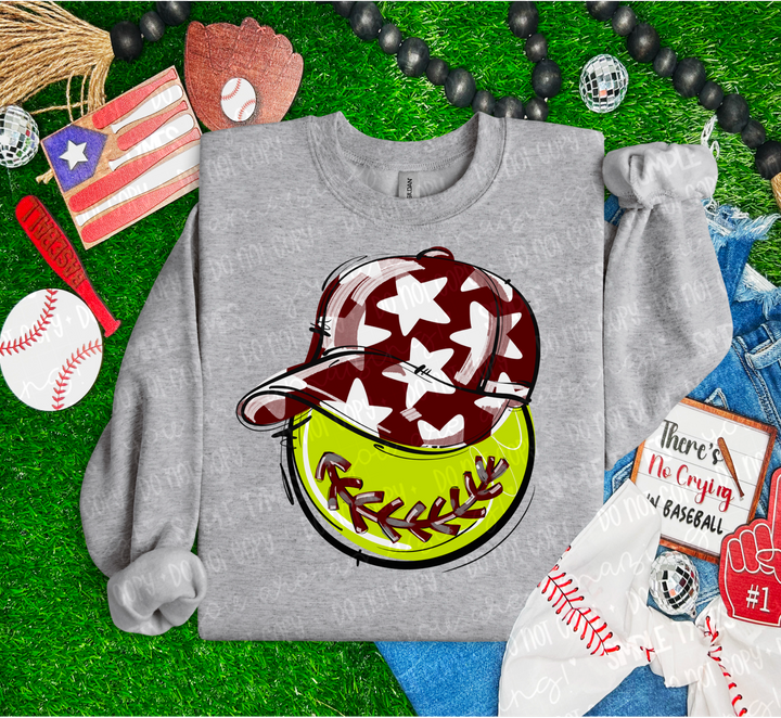 Softball Happy Face DTF Print