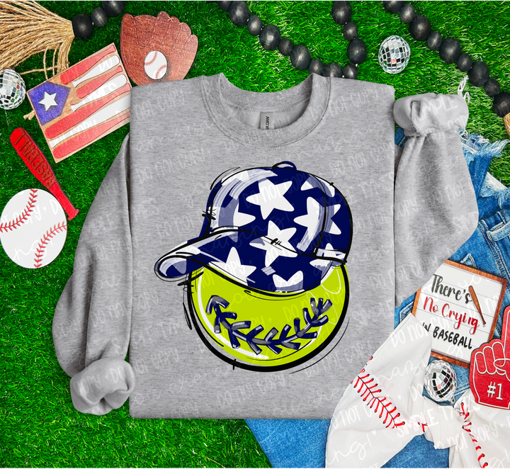 Softball Happy Face DTF Print