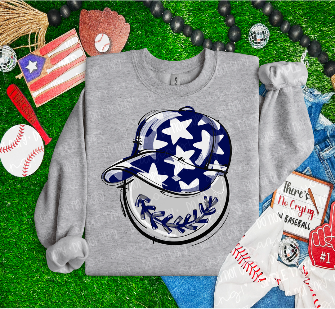 Baseball Happy Face DTF Print