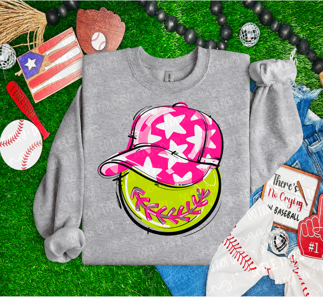 Softball Happy Face DTF Print