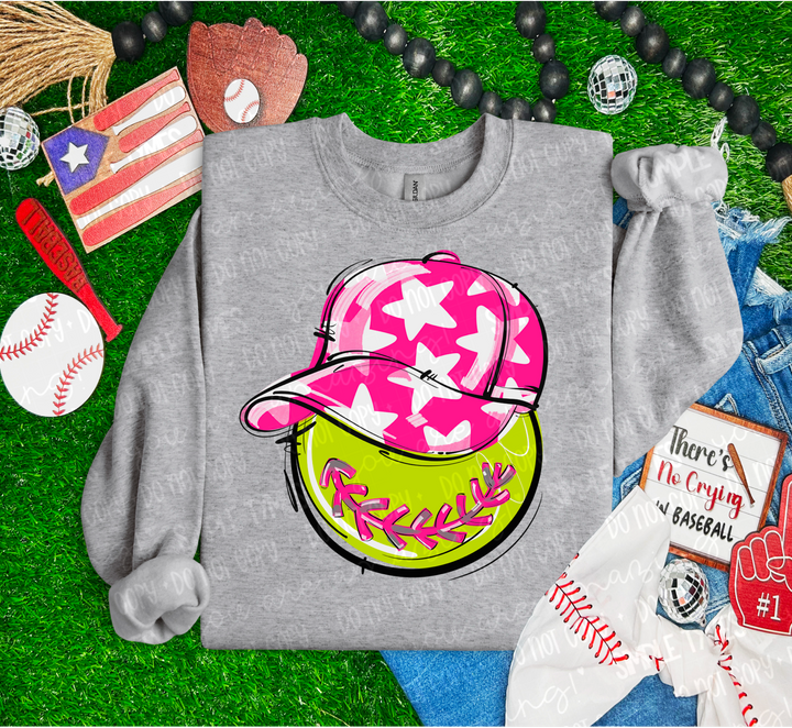 Softball Happy Face DTF Print
