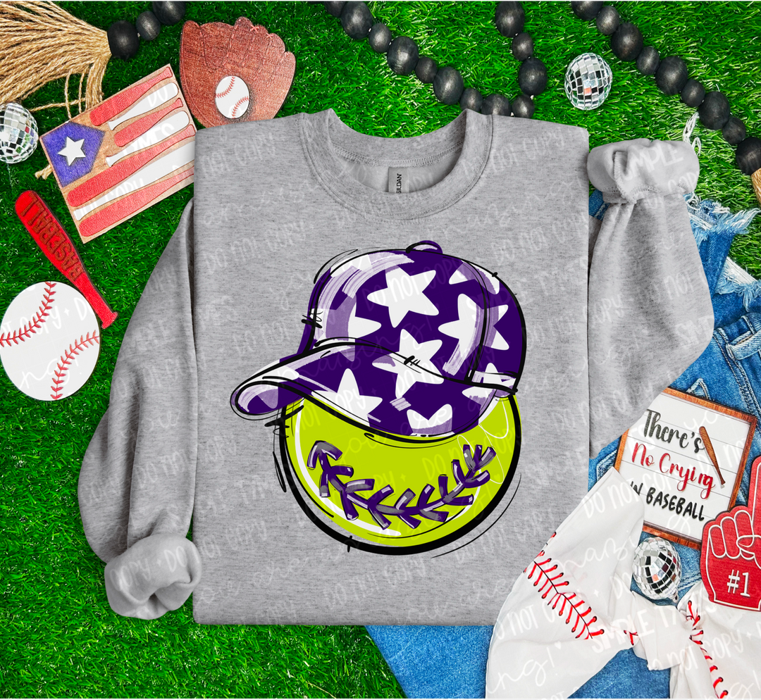 Softball Happy Face DTF Print