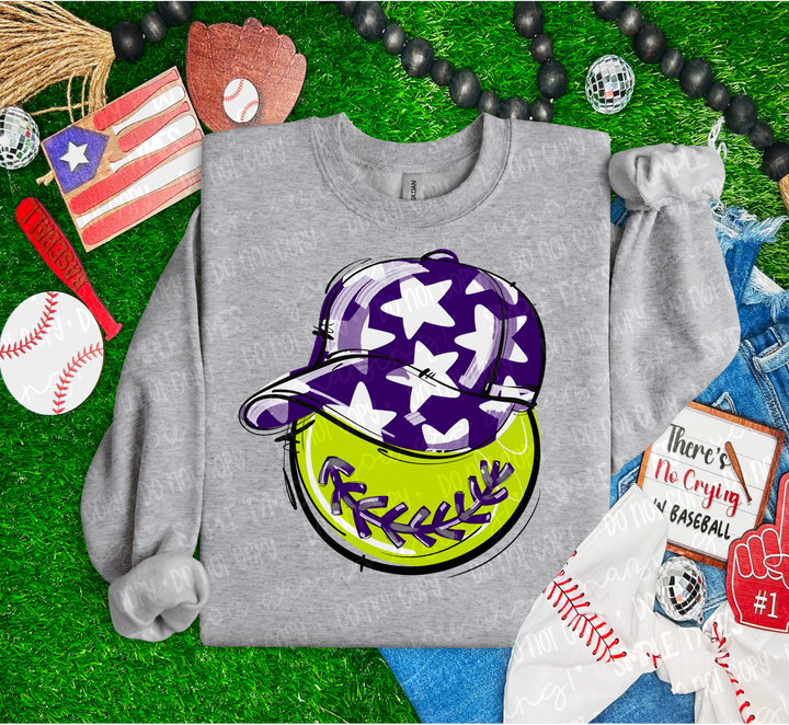 Softball Happy Face DTF Print