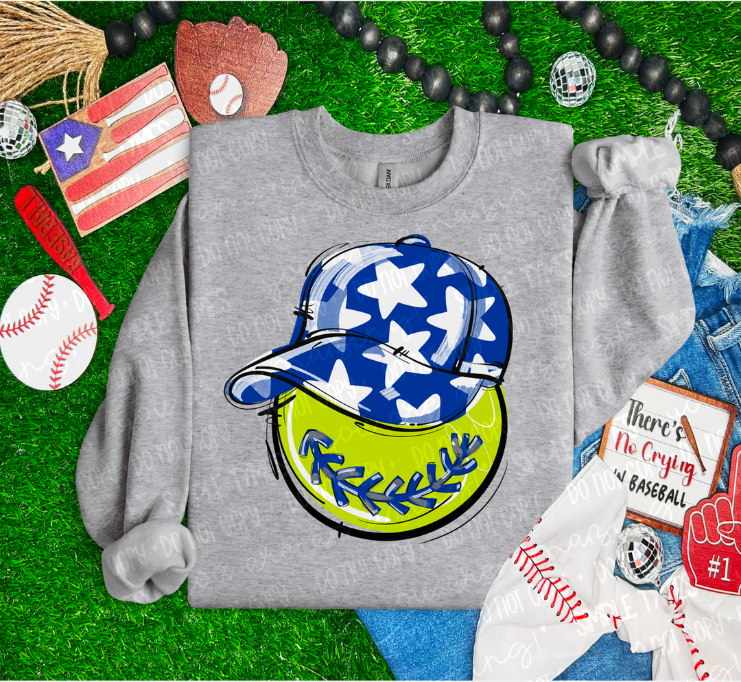 Softball Happy Face DTF Print