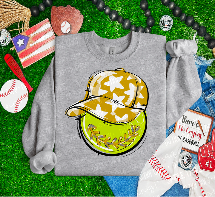 Softball Happy Face DTF Print