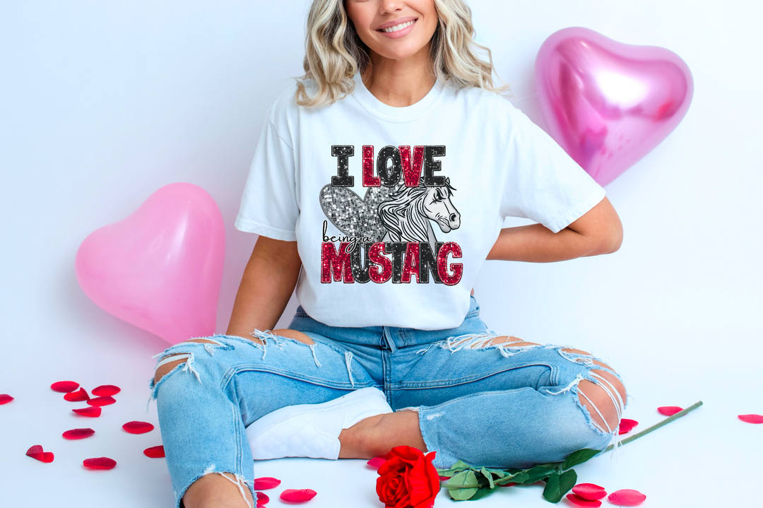 Valentine’s Day Faux Glitter Mascot DTF Print