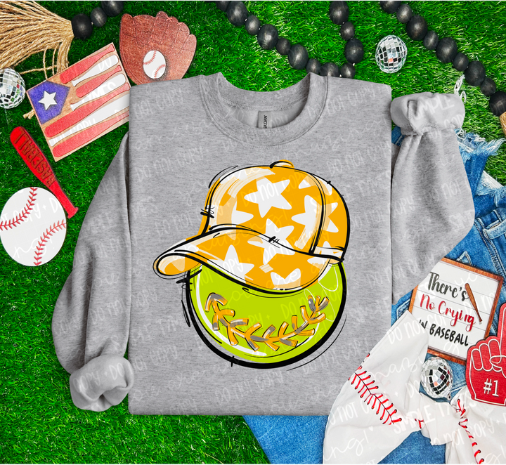 Softball Happy Face DTF Print