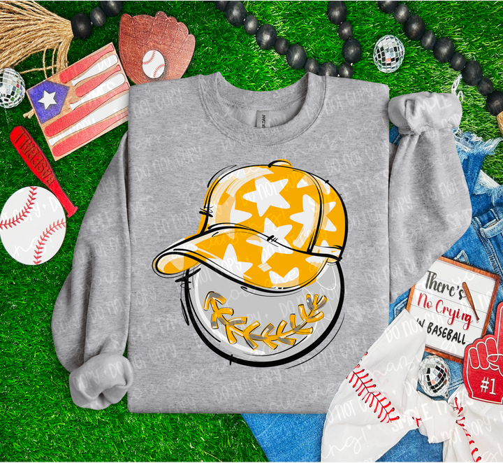Baseball Happy Face DTF Print