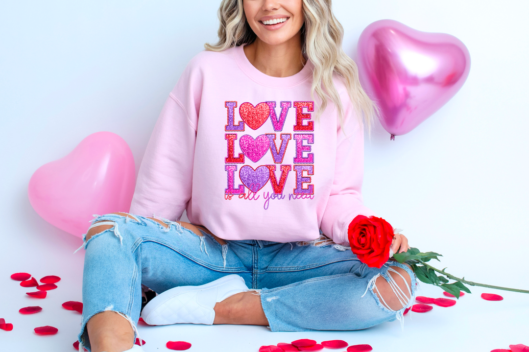 Love Stacked Is All You Need Faux Glitter DTF Print