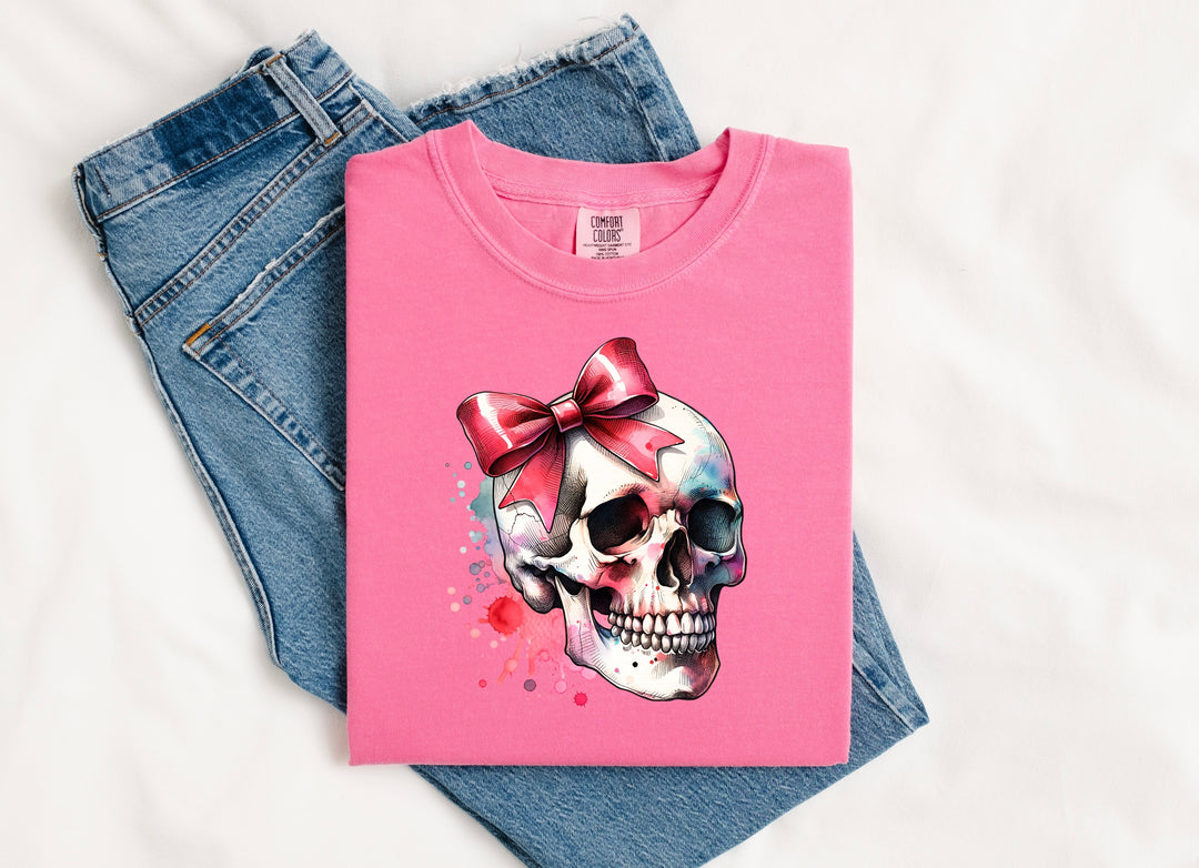 Skull With Bow DTF Print