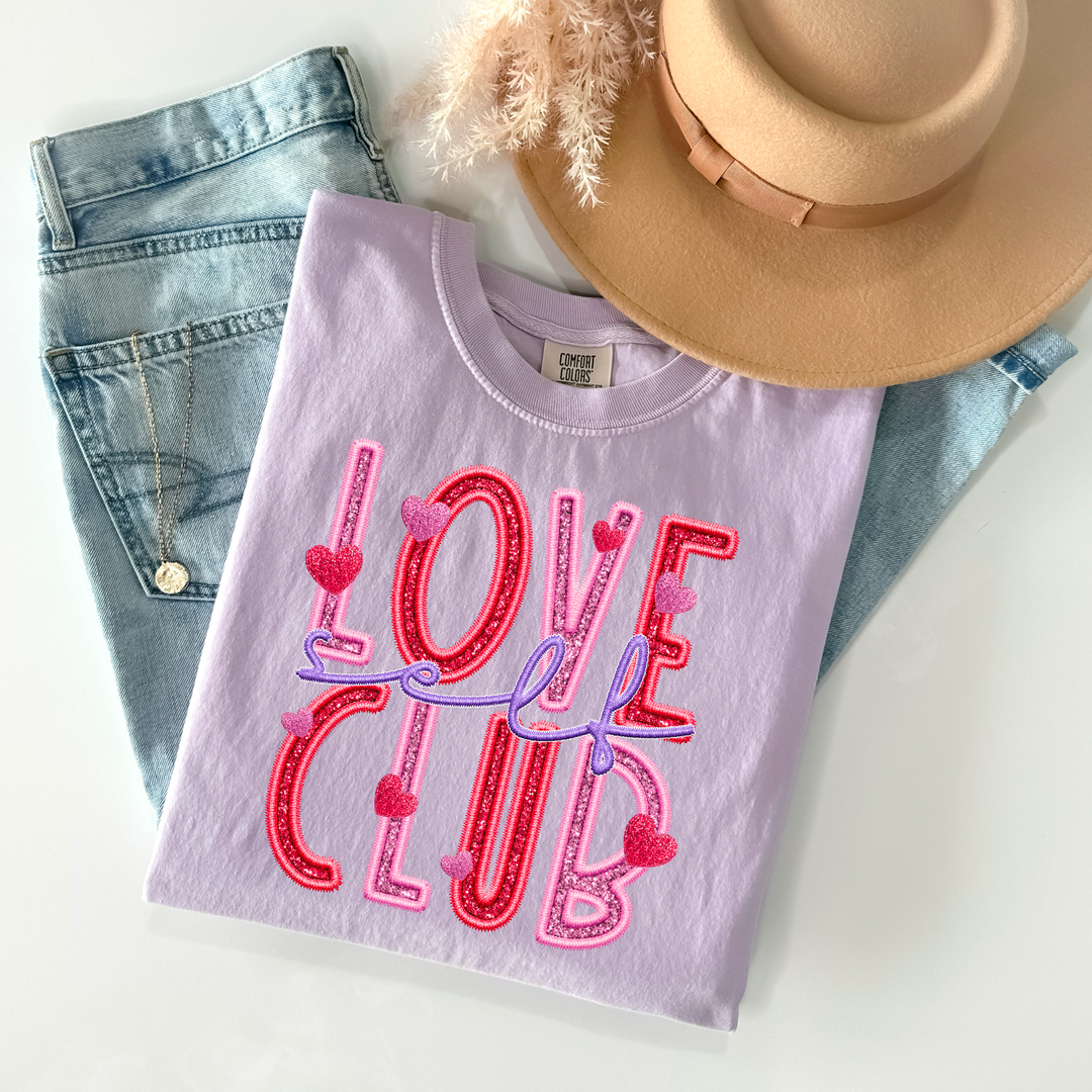 Self Love Club Faux Embroidery DTF Print