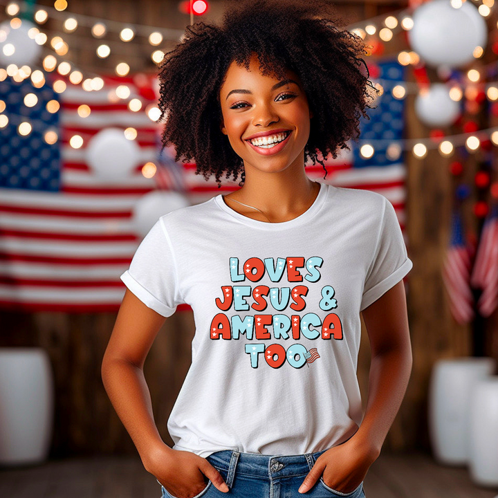 Loves Jesus & America Too DTF Print