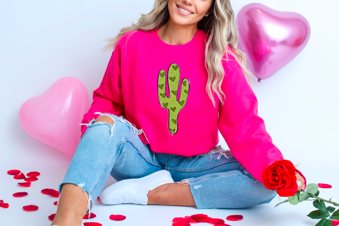 Cactus with Hearts Valentine DTF Print