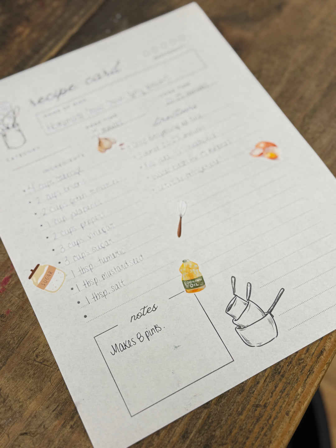 Recipe Book Sticker Sheet