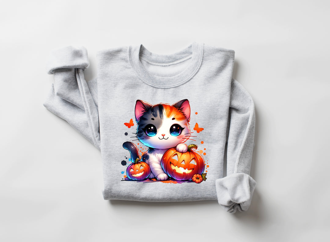 Cat With Pumpkin DTF Print