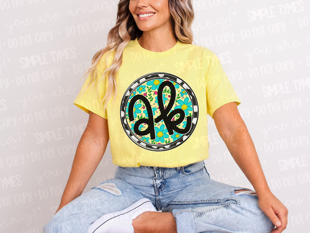 Floral Circle States DTF Prints